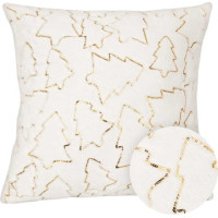 Obliečka na vankúš SPARKLE Stromčeky - imitácia kožušiny - 45x45 cm - biela/zlatá