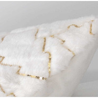 Obliečka na vankúš SPARKLE Stromčeky - imitácia kožušiny - 45x45 cm - biela/zlatá