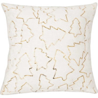 Obliečka na vankúš SPARKLE Stromčeky - imitácia kožušiny - 45x45 cm - biela/zlatá