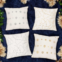 Obliečka na vankúš SPARKLE Stromčeky - imitácia kožušiny - 45x45 cm - biela/zlatá
