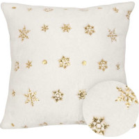 Obliečka na vankúš SPARKLE Vločky - imitácia kožušiny - 45x45 cm - biela/zlatá