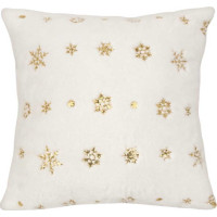 Obliečka na vankúš SPARKLE Vločky - imitácia kožušiny - 45x45 cm - biela/zlatá