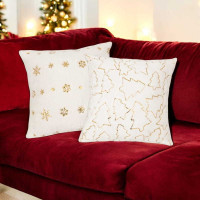 Obliečka na vankúš SPARKLE Vločky - imitácia kožušiny - 45x45 cm - biela/zlatá