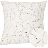 Obliečka na vankúš SPARKLE Stromčeky - imitácia kožušiny - 45x45 cm - biela/strieborná