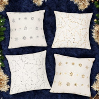 Obliečka na vankúš SPARKLE Vločky - imitácia kožušiny - 45x45 cm - biela/strieborná