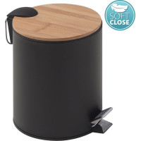 Gedy KENTA odpadkový kôš 3l, Soft Close, čierna mat/bambus 1309