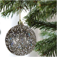 Vianočné závesné banky na stromček LUXE 8 cm - 6 ks - šampanské