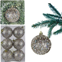 Vianočné závesné banky na stromček LUXE 8 cm - 6 ks - šampanské