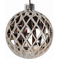 Vianočné závesné banky na stromček FESTIVE 6 cm - 16 ks - biele / zlaté