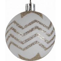Vianočné závesné banky na stromček FESTIVE 6 cm - 16 ks - biele / zlaté