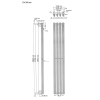 Sapho PILON vykurovacie teleso 270x1800mm, so štyrmi háčikmi pre uterák, chróm IZ120T