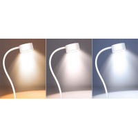 Solight LED stolná nabíjacia lampička, 2W, 210lm, 3CCT, biela, clip