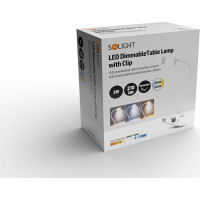 Solight LED stolná nabíjacia lampička, 2W, 210lm, 3CCT, biela, clip