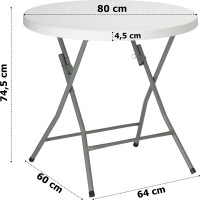 Okrúhly cateringový stôl BANKIET 80 cm - biely