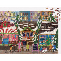 Galison Fóliové puzzle Joy Laforme Vianočné trhy 1000 dielikov