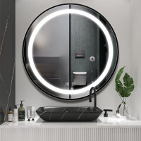 Okrúhle zrkadlo IDEAL BLACK 70 cm - s LED podsvietením a vyhrievaním