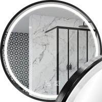 Okrúhle zrkadlo IDEAL BLACK 80 cm - s LED podsvietením a vyhrievaním