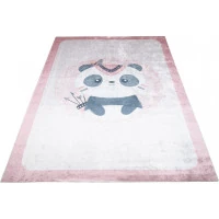 Detský koberček EMMA - Panda indián - ružový