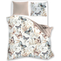 Bavlnené obliečky BOHO Motýliky - béžové/hnedé - 140x200 cm