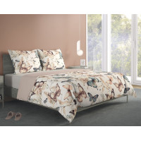 Bavlnené obliečky BOHO Motýliky - béžové/hnedé - 140x200 cm