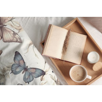 Bavlnené obliečky BOHO Motýliky - béžové/hnedé - 140x200 cm