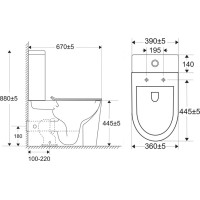 WC kombi, vyvýšené, vario odpad, kapotované, Smart Flush RIMLESS, keramické vr. sedátka