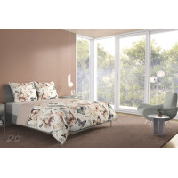 Bavlnené obliečky BOHO Motýliky - béžové/hnedé - 140x200 cm