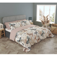 Bavlnené obliečky BOHO Motýliky - béžové/hnedé - 140x200 cm