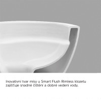 WC kombi, vyvýšené, vario odpad, kapotované, Smart Flush RIMLESS, keramické vr. sedátka