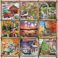 ALIPSON Štvorcové puzzle Koláž jar, leto, jeseň, zima 1000 dielikov