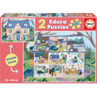 EDUCA Puzzle Outside,Inside Dom 2x100 dielikov