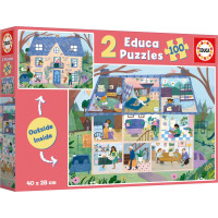 EDUCA Puzzle Outside,Inside Dom 2x100 dielikov