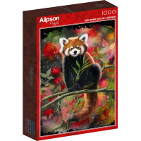 ALIPSON Puzzle Panda červená na vetve 1000 dielikov