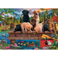 SCHMIDT Puzzle Psia rodinka pri jazere 1000 dielikov