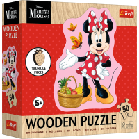 TREFL Drevené obrysové puzzle Šťastná Minnie 50 dielikov
