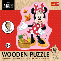 TREFL Drevené obrysové puzzle Šťastná Minnie 50 dielikov
