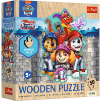 TREFL Drevené obrysové puzzle Tlapková patrola: Rescue Knights 50 dielikov