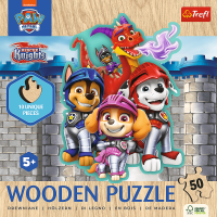 TREFL Drevené obrysové puzzle Tlapková patrola: Rescue Knights 50 dielikov