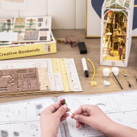 ROBOTIME Rolife DIY 3D Zarážka na knihy: Slnečné mesto s LED osvetlením 246 dielikov