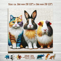 WOODEN CITY Drevené puzzle Mačka, králik a morča 250 dielikov