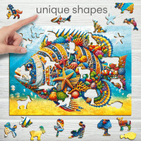 WOODEN CITY Drevené puzzle Módna ryba 150 dielikov