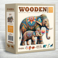 WOODEN CITY Drevené puzzle Módne slony 250 dielikov