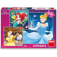 DINO Puzzle Disney princeznej: Popoluška, Ariel a Bella 3x55 dielikov