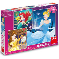 DINO Puzzle Disney princeznej: Popoluška, Ariel a Bella 3x55 dielikov