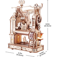 ROBOTIME Roker Svietiace 3D drevené puzzle Klasický tlačiarenský stroj 303 dielikov