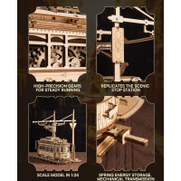 ROBOTIME Roker 3D drevené puzzle Električka 374 dielikov