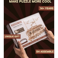 ROBOTIME Roker 3D drevené puzzle Električka 374 dielikov