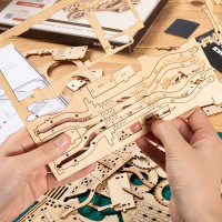 ROBOTIME Roker Svietiace 3D drevené puzzle Hracia skrinka: Vírivý tanec čajových šálok 280 dielikov