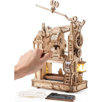 ROBOTIME Roker Svietiace 3D drevené puzzle Klasický tlačiarenský stroj 303 dielikov