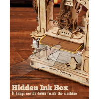 ROBOTIME Roker Svietiace 3D drevené puzzle Klasický tlačiarenský stroj 303 dielikov